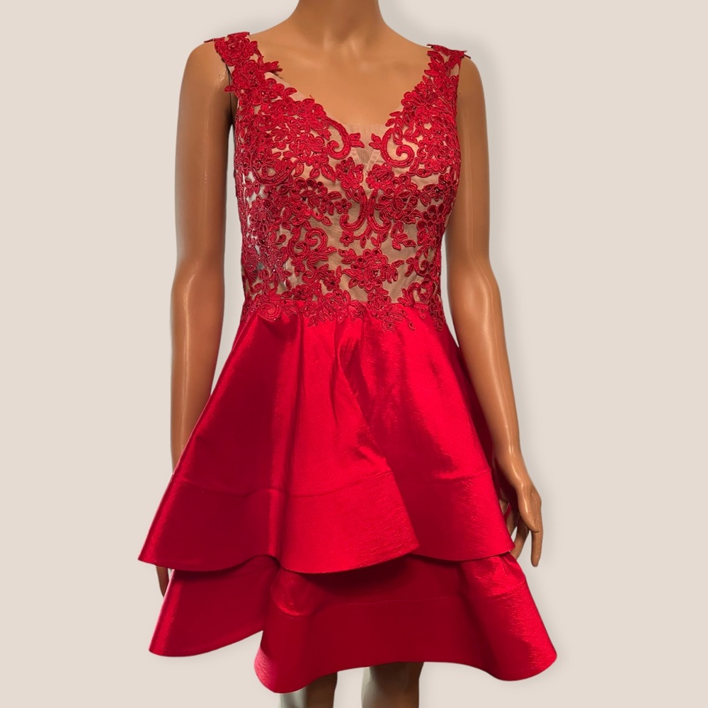Blondie Nite Red Nude Cocktail Dress Size 11